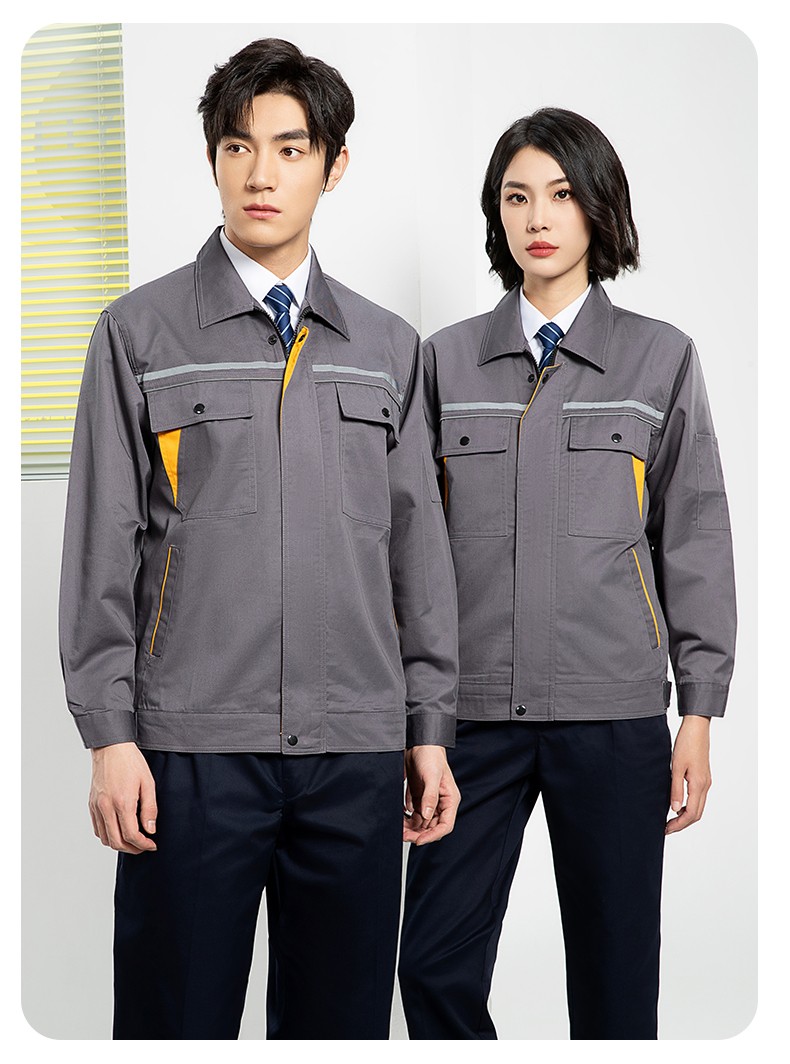 YJ-8005 春秋长袖工作服套装男双反光条加油站石油电子化工厂劳保服定制(图23)