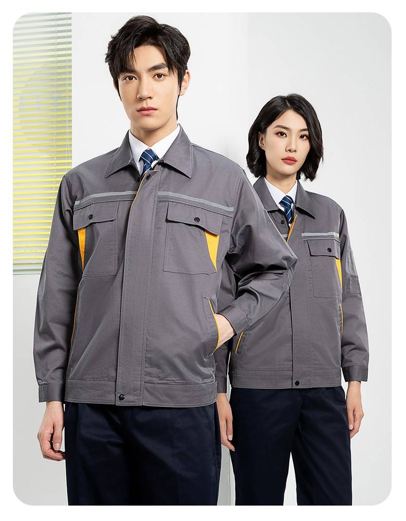YJ-8005 春秋长袖工作服套装男双反光条加油站石油电子化工厂劳保服定制(图24)