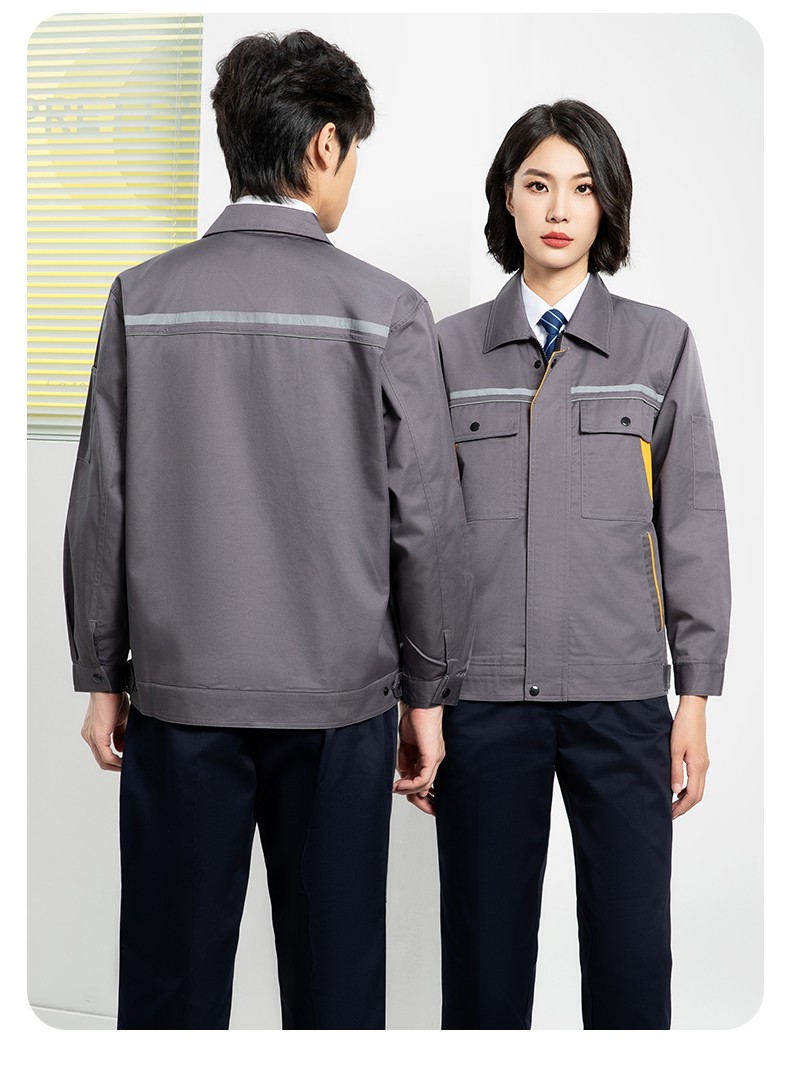 YJ-8005 春秋长袖工作服套装男双反光条加油站石油电子化工厂劳保服定制(图25)