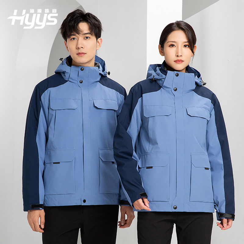 YJ-9809 秋冬季户外三合一冲锋衣工作服工作服可拆卸防水防风印字logo工作