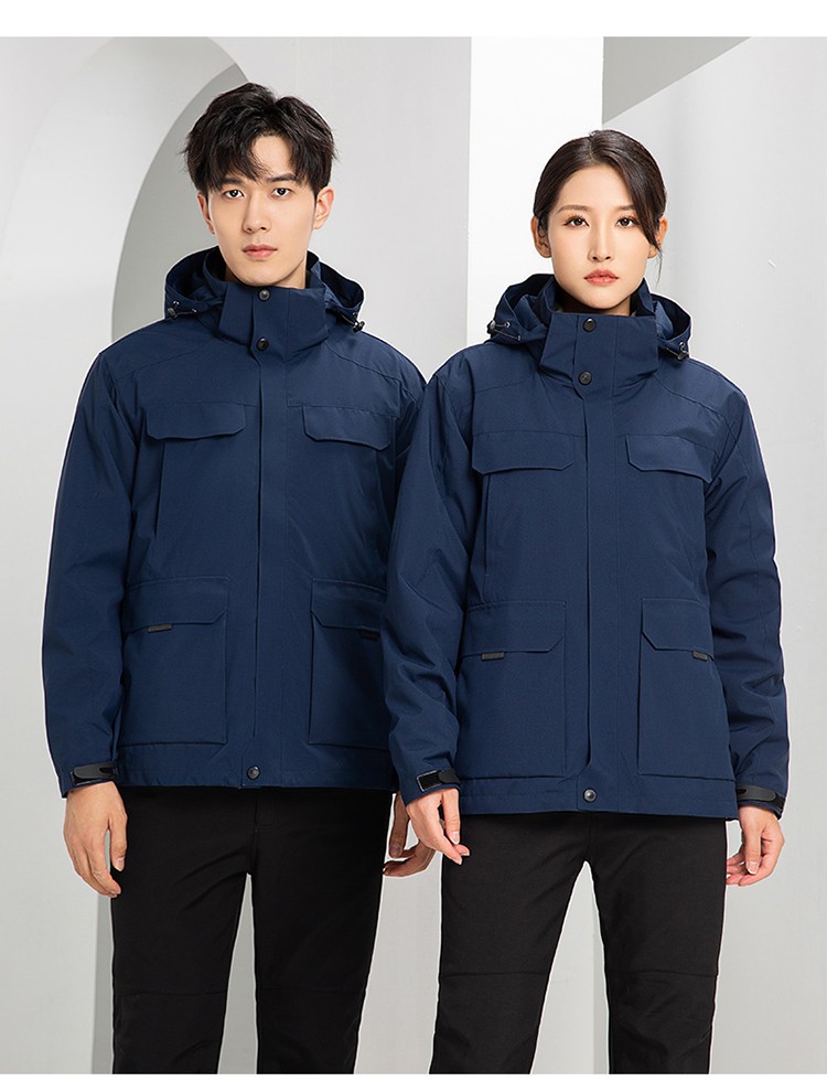 YJ-9809 秋冬季户外三合一冲锋衣工作服工作服可拆卸防水防风印字logo工作(图20)