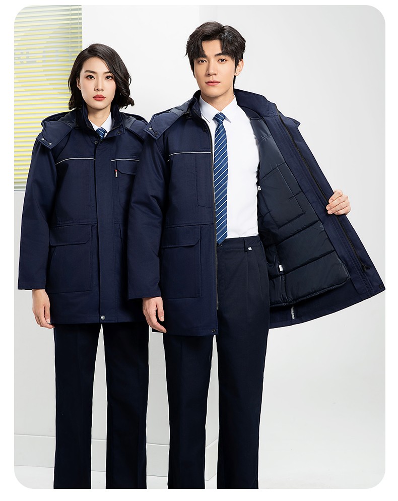 YJ-8824 冬季防静电棉服男可拆卸纯色加厚防寒保暖外套车间工厂团体服定制(图20)