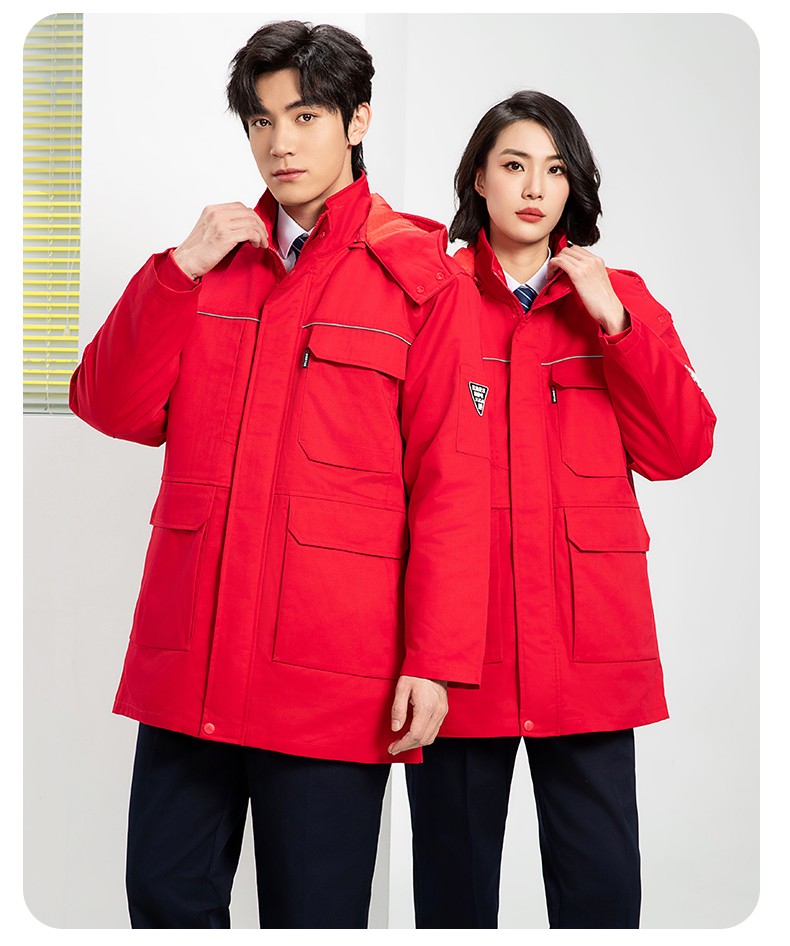 YJ-8824 冬季防静电棉服男可拆卸纯色加厚防寒保暖外套车间工厂团体服定制(图23)