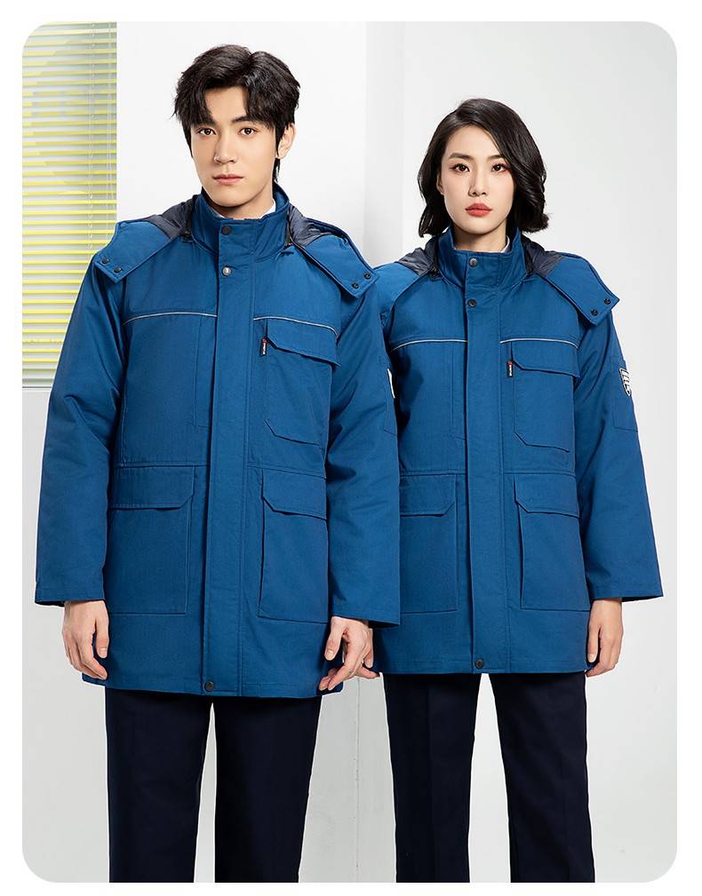YJ-8824 冬季防静电棉服男可拆卸纯色加厚防寒保暖外套车间工厂团体服定制(图24)