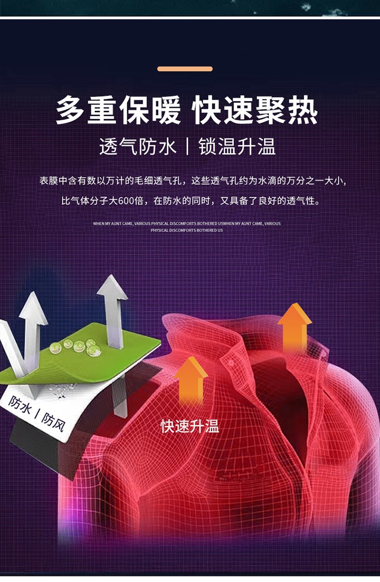 YJ-9806 冬季工作服冲锋衣定制印logo防风防水加绒加厚工装外套夹克棉服(图4)