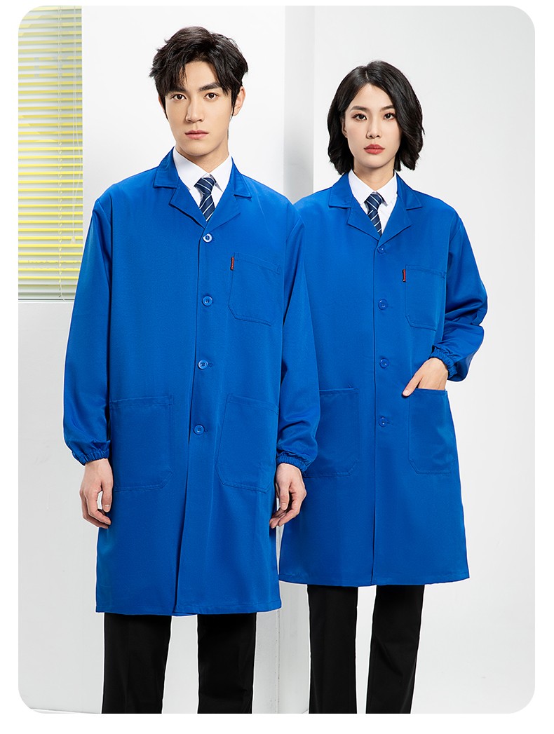 YJ-2301 纯色大褂长袖工作服纯色电子厂男女防尘食品厂大褂定制(图18)