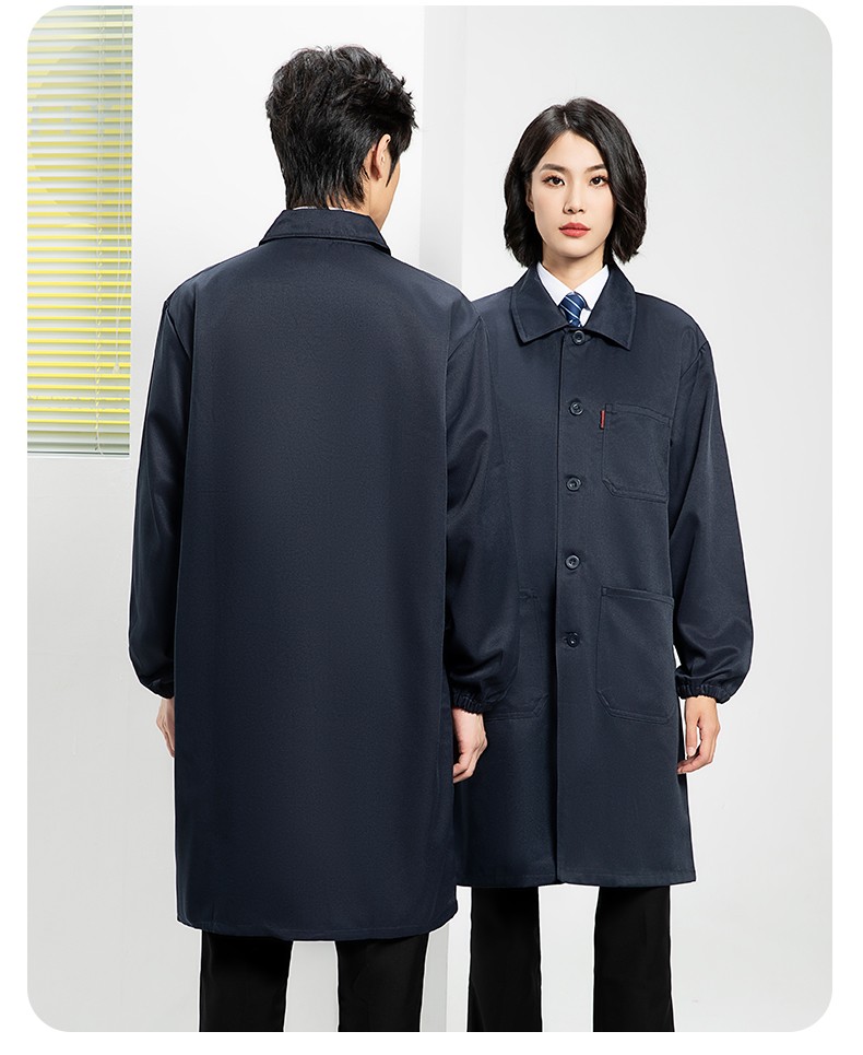 YJ-2302 纯色翻领大褂工作服大褂仓库搬运装卸服饲养员防尘罩衣食品厂服(图17)
