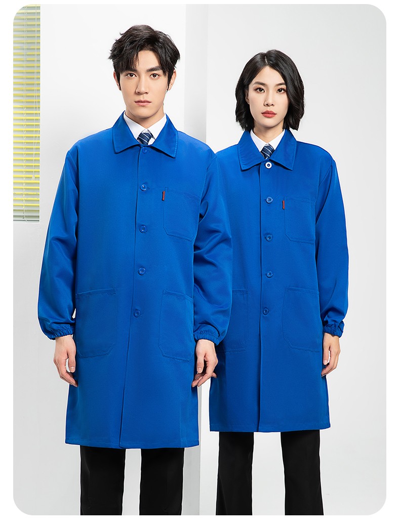 YJ-2302 纯色翻领大褂工作服大褂仓库搬运装卸服饲养员防尘罩衣食品厂服(图18)