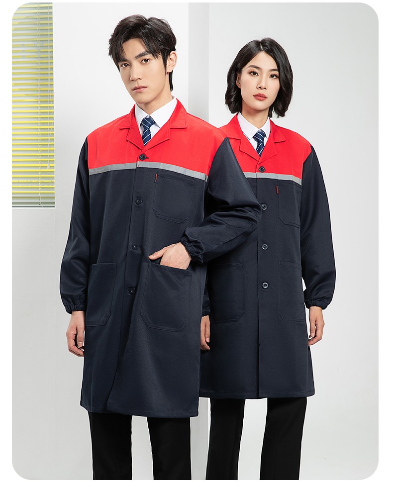 YJ-2303 拼色大褂长款工作服电子白男女仓库搬运大褂劳保食品厂大褂定制(图16)