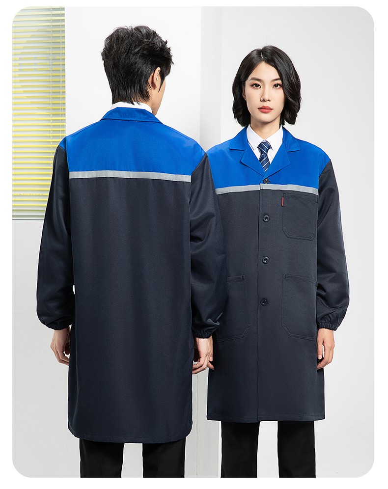 YJ-2303 拼色大褂长款工作服电子白男女仓库搬运大褂劳保食品厂大褂定制(图20)
