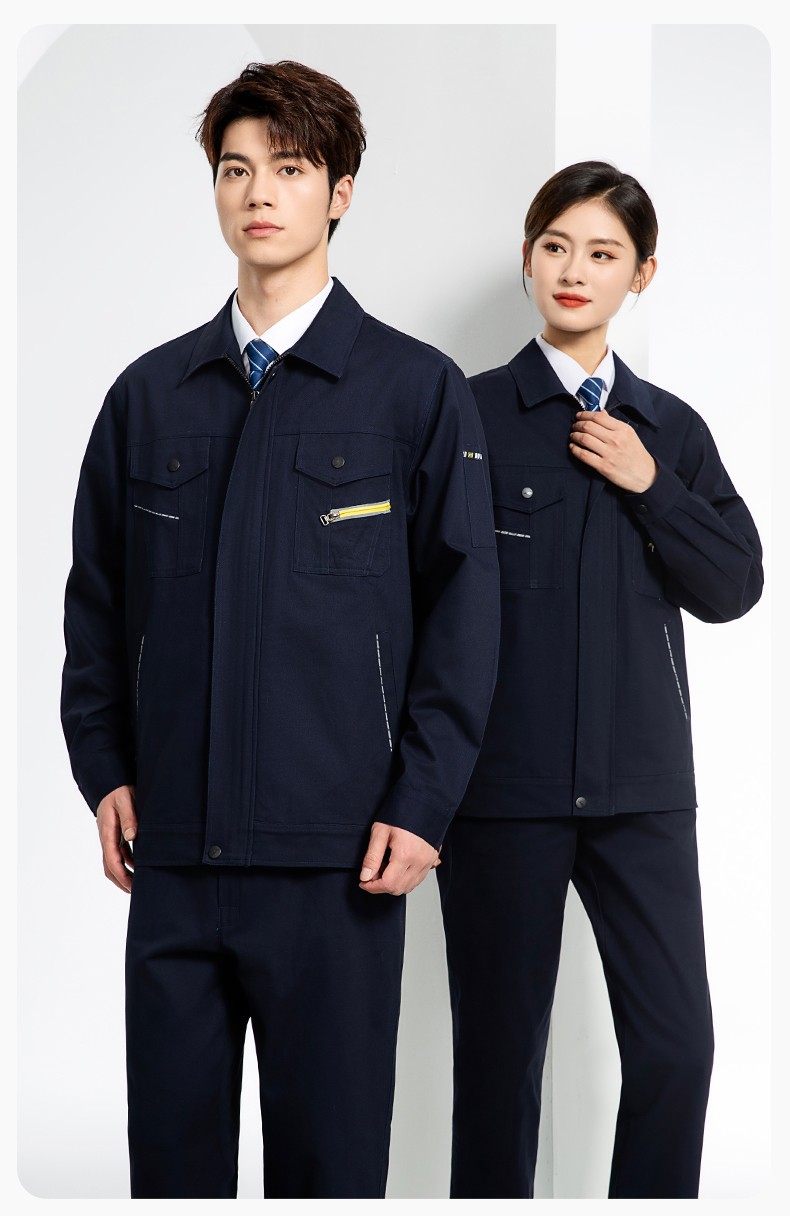 JC-117 纯棉春秋工作服套装男纯色全棉加厚耐磨建筑工地电焊机修服定制(图14)