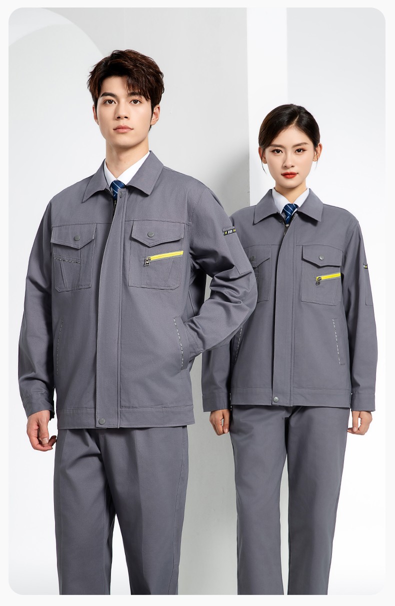 JC-117 纯棉春秋工作服套装男纯色全棉加厚耐磨建筑工地电焊机修服定制(图18)