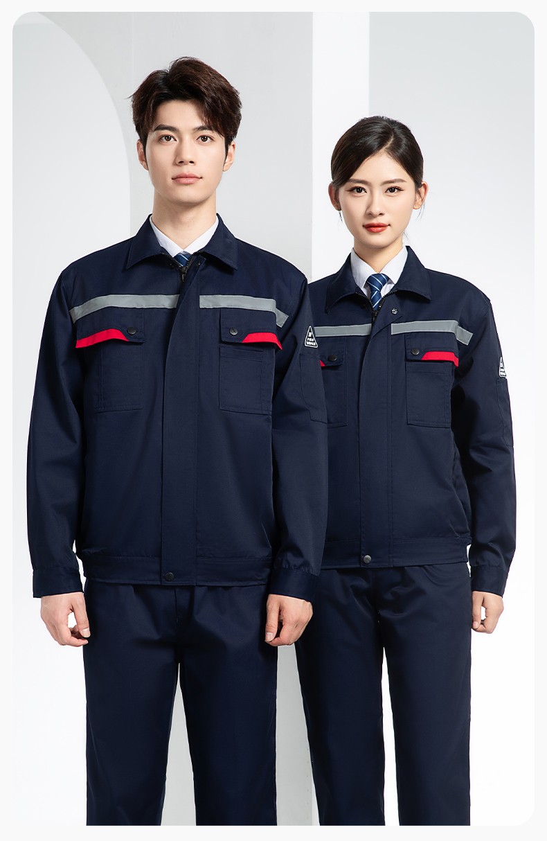 YM-20801F 防静电工作服定制春秋加厚耐磨套装男女加油加汽站化工车间劳保服(图17)