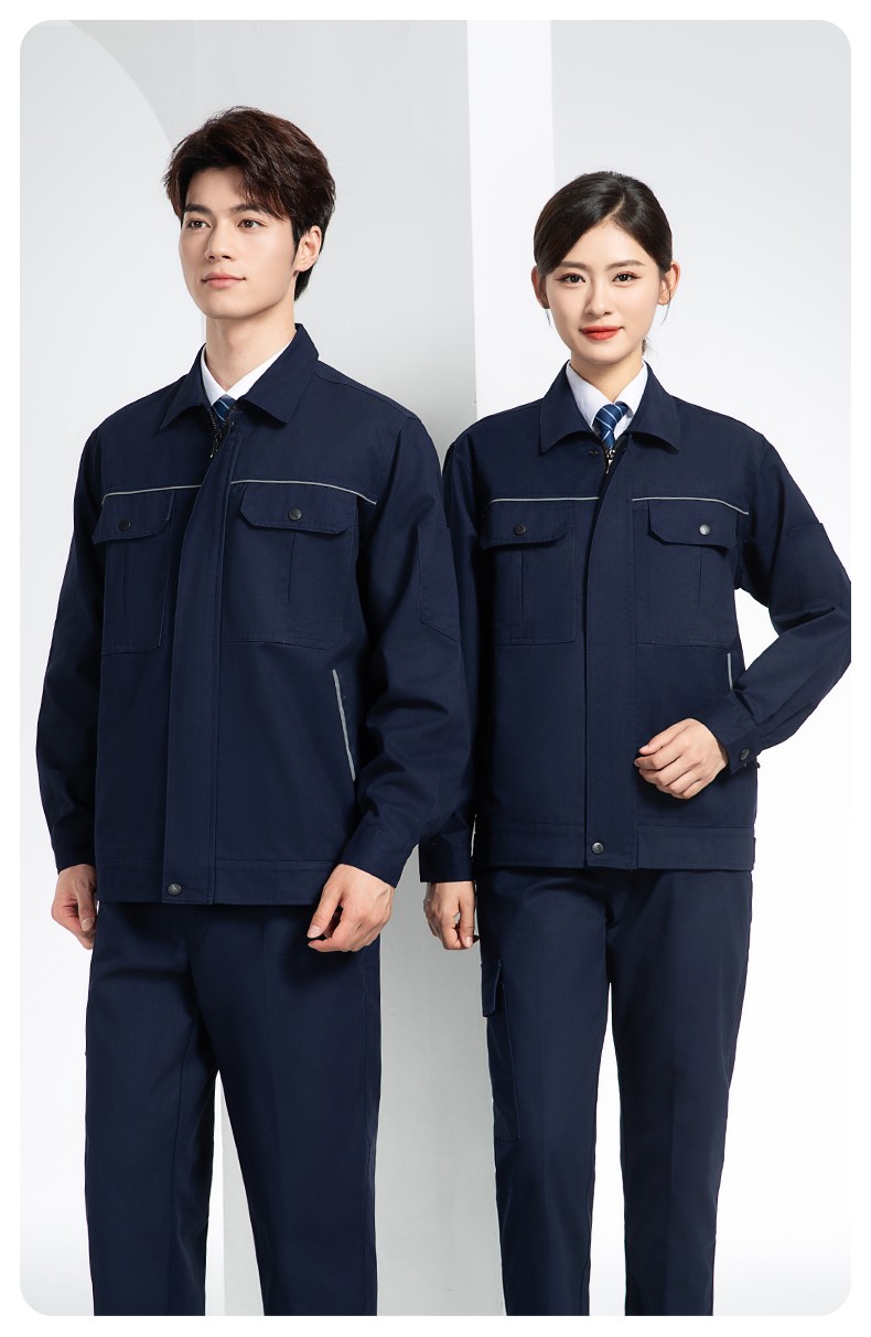 YM-092 春秋季工作服套装定制男耐磨建筑工程工厂车间长袖劳保服纯色工装(图20)