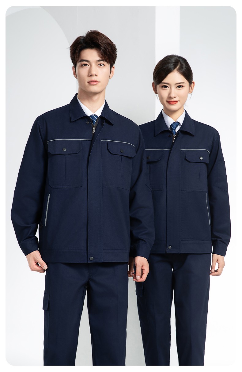 YM-092 春秋季工作服套装定制男耐磨建筑工程工厂车间长袖劳保服纯色工装(图21)