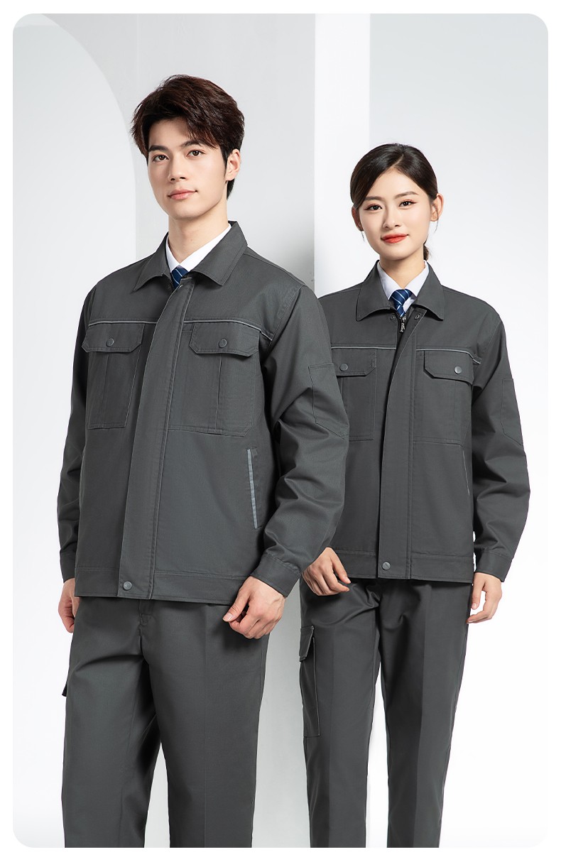 YM-092 春秋季工作服套装定制男耐磨建筑工程工厂车间长袖劳保服纯色工装(图22)