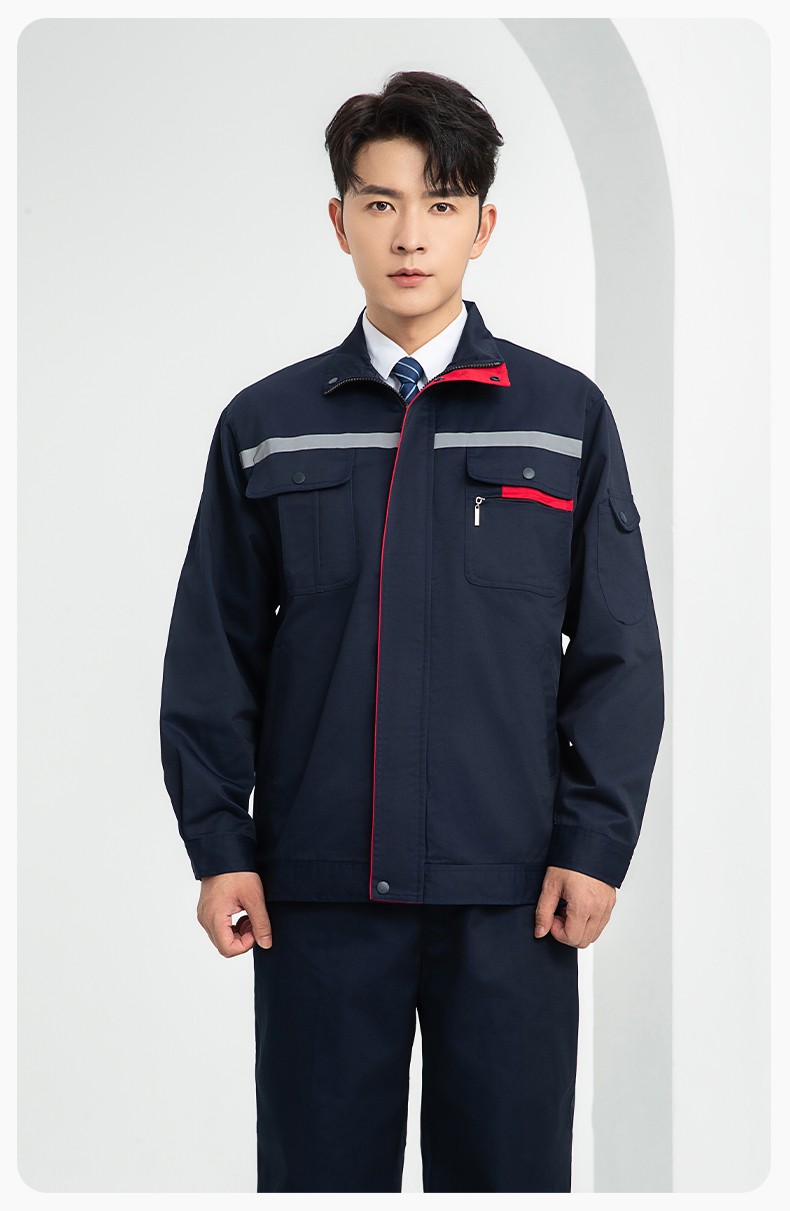 LJ-1806-2 春秋双层工作服套装定制男加厚工厂工装工人车间反光条劳保服外套(图14)