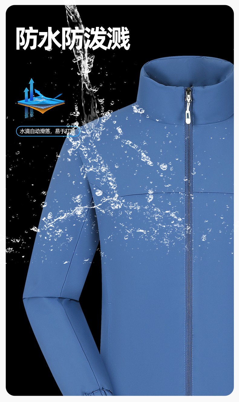 YJ-768 冬季一体式棉冲锋衣工作服男纯色加厚保暖工厂企业装团体服定制(图4)