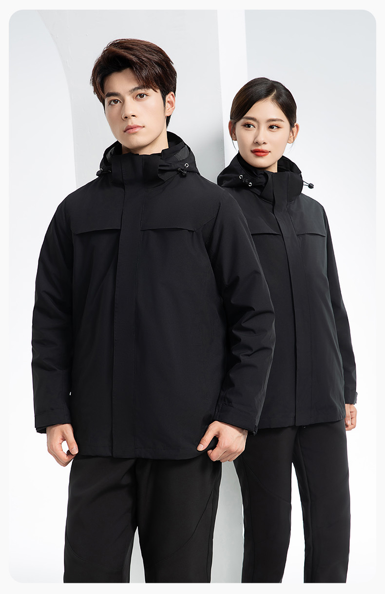 YJ-968 海源三合一冲锋衣工作服男纯色团体企业工装加绒保暖外套厂服定制(图22)