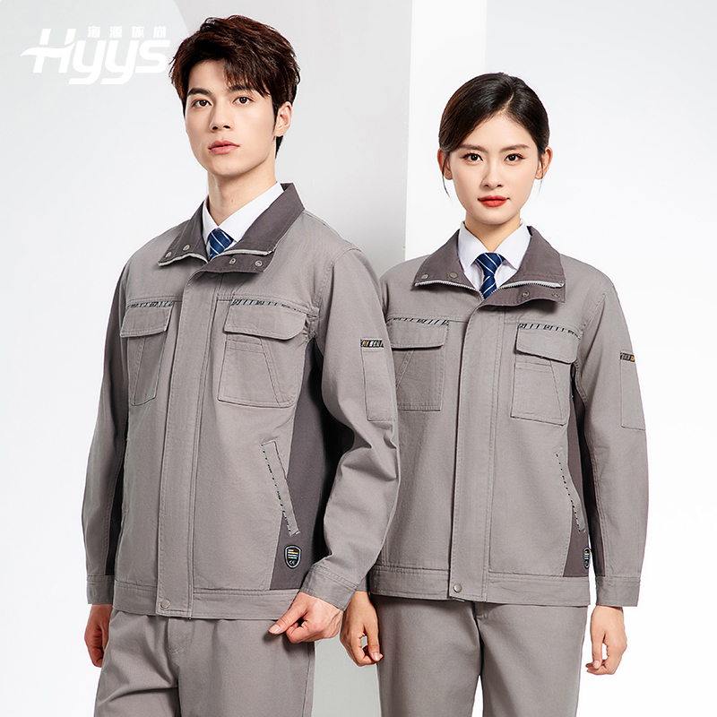 JC-20143纯棉春秋工作服套装男拼色全棉工装汽车维修厂车间劳保服可定制