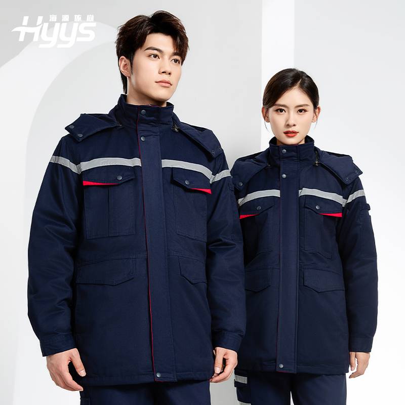 JC-160M 冬季可拆卸棉服工作服男反光条加厚保暖工装电子化工车间厂服定制